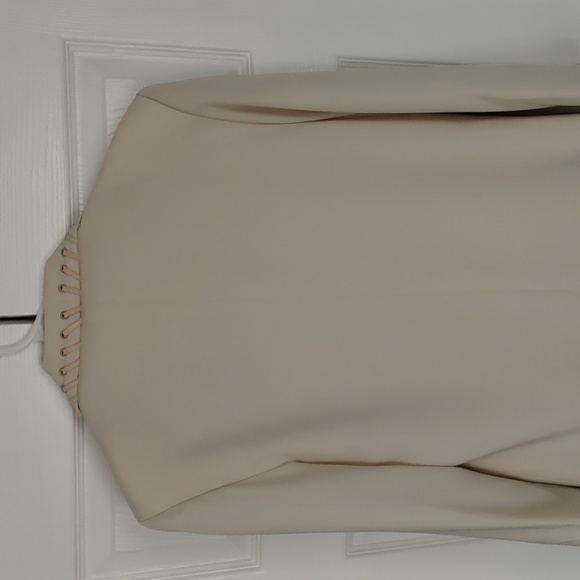 Cream jacket with leather wrap stitch details Redd Jeans - Picture 4 of 4